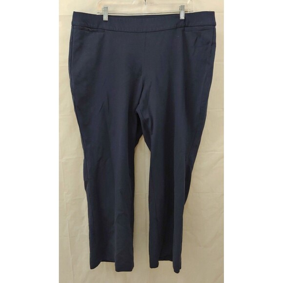 Lane Byrant Womens Pants 18 20 Navy Blue Stretch Waist Pockets Career Rayon - Picture 1 of 4